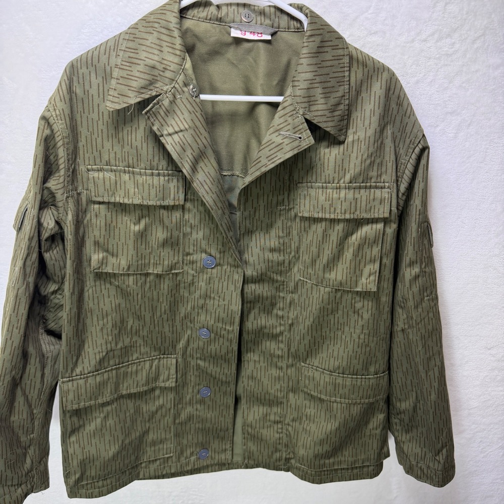 Vintage East German NVA Strichtarn Rain Pattern Camo Field Jacket Military GDR